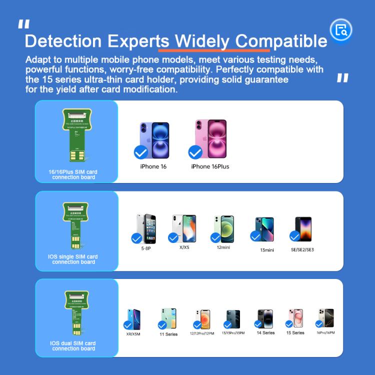 JCID V1S Pro / V1SE SIM Card Holder Test Set per iPhone 5-16 / Android SIM + TF Card, JCID V1S Pro / V1SE