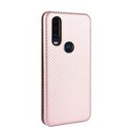 Struttura in fibra di carbonio Flip orizzontale magnetico TPU + PC + Custodia in pelle PU con corda e slot per schede, For Motorola Moto P40 Power / One Action, For Motorola Moto One Macro / G8 Play
