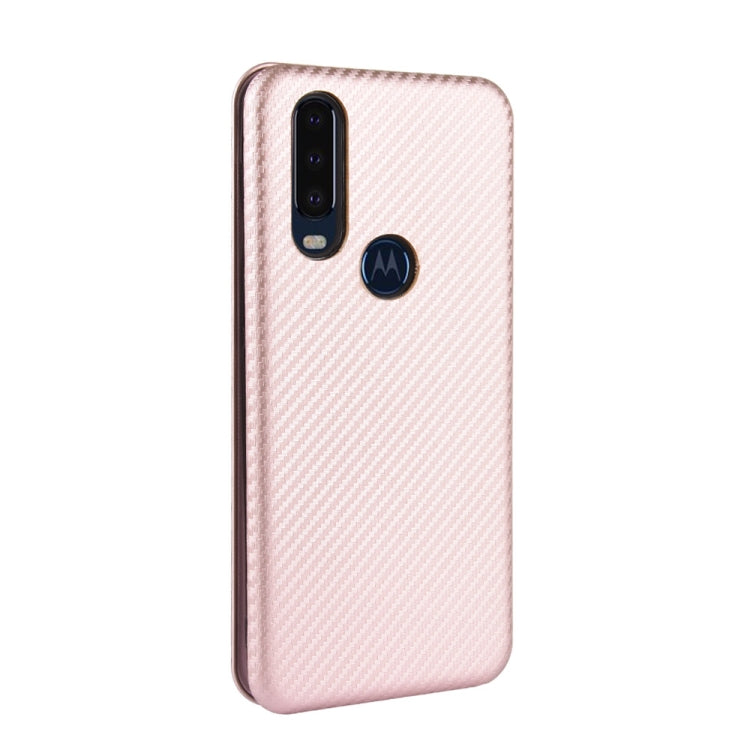 Struttura in fibra di carbonio Flip orizzontale magnetico TPU + PC + Custodia in pelle PU con corda e slot per schede, For Motorola Moto P40 Power / One Action, For Motorola Moto One Macro / G8 Play