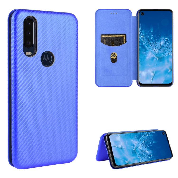 Struttura in fibra di carbonio Flip orizzontale magnetico TPU + PC + Custodia in pelle PU con corda e slot per schede, For Motorola Moto P40 Power / One Action, For Motorola Moto One Macro / G8 Play