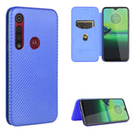 Struttura in fibra di carbonio Flip orizzontale magnetico TPU + PC + Custodia in pelle PU con corda e slot per schede, For Motorola Moto P40 Power / One Action, For Motorola Moto One Macro / G8 Play