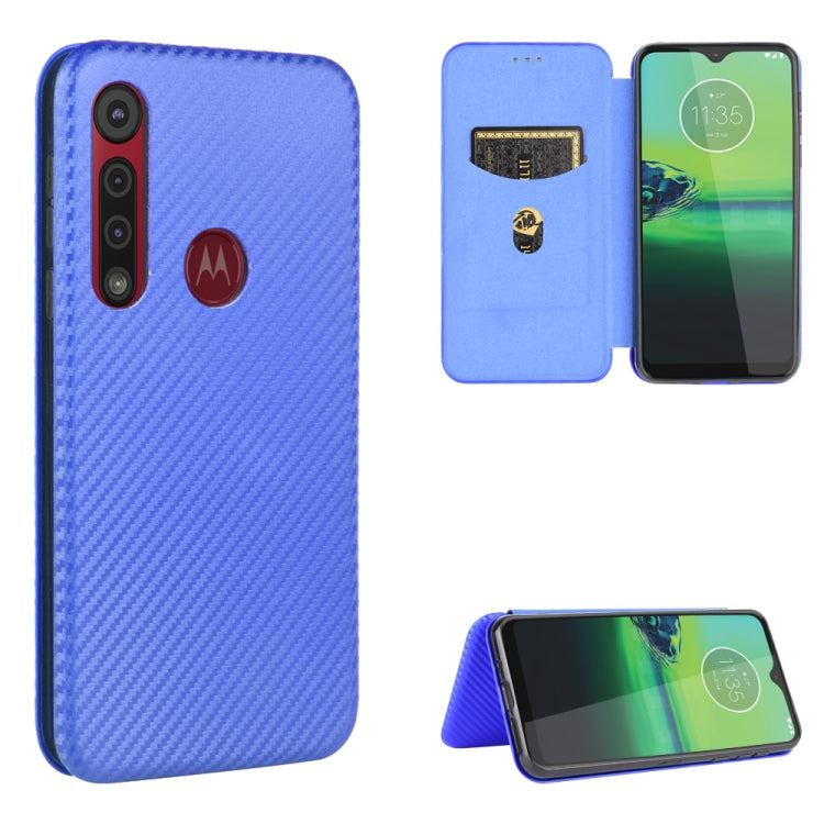 Struttura in fibra di carbonio Flip orizzontale magnetico TPU + PC + Custodia in pelle PU con corda e slot per schede, For Motorola Moto P40 Power / One Action, For Motorola Moto One Macro / G8 Play