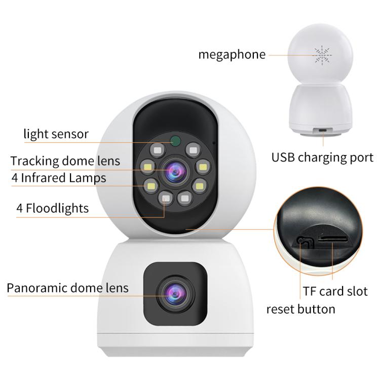 Telecamera WiFi 1080P HD doppia lente con visione notturna