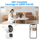 Telecamera WiFi 1080P HD doppia lente con visione notturna
