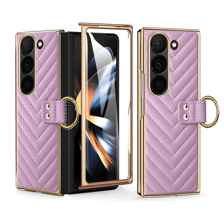 Custodia per telefono in pelle con anello in metallo della serie Dream VIETAO, For Galaxy Z Fold7 5G, For Samsung Galaxy Z Fold6, For Samsung Galaxy Z Fold5, For Samsung Galaxy Z Fold4