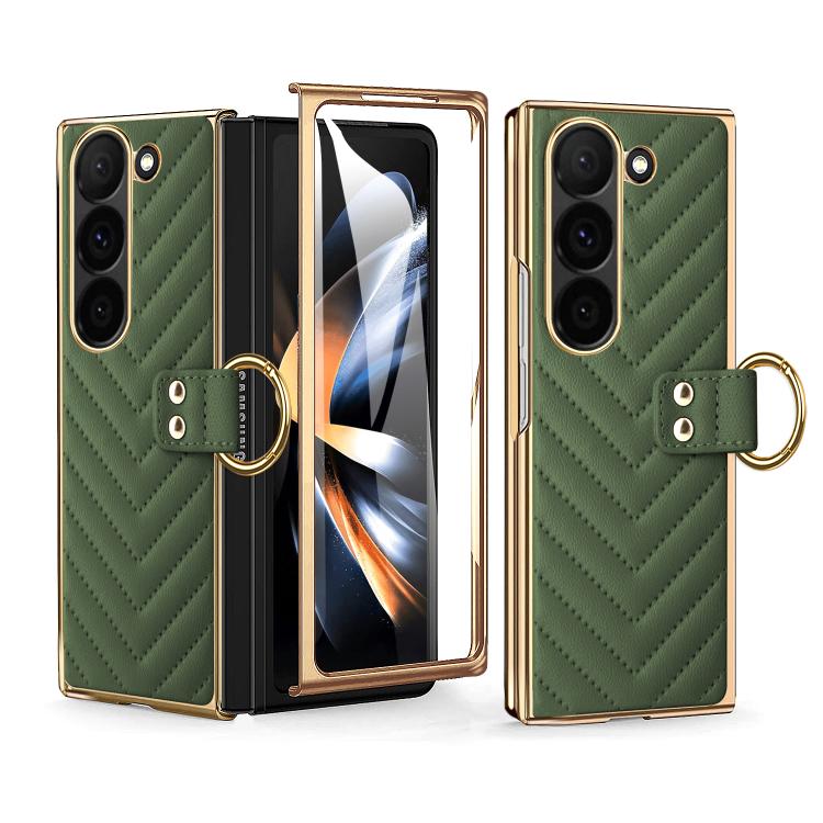 Custodia per telefono in pelle con anello in metallo della serie Dream VIETAO, For Galaxy Z Fold7 5G, For Samsung Galaxy Z Fold6, For Samsung Galaxy Z Fold5, For Samsung Galaxy Z Fold4