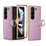 Custodia per telefono in pelle con anello in metallo della serie Dream VIETAO, For Galaxy Z Fold7 5G, For Samsung Galaxy Z Fold6, For Samsung Galaxy Z Fold5, For Samsung Galaxy Z Fold4