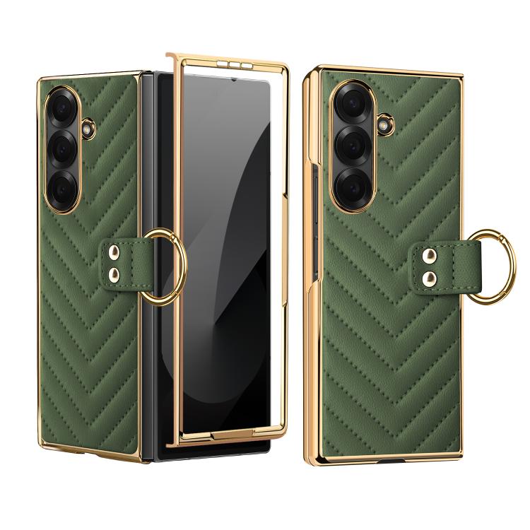 Custodia per telefono in pelle con anello in metallo della serie Dream VIETAO, For Galaxy Z Fold7 5G, For Samsung Galaxy Z Fold6, For Samsung Galaxy Z Fold5, For Samsung Galaxy Z Fold4