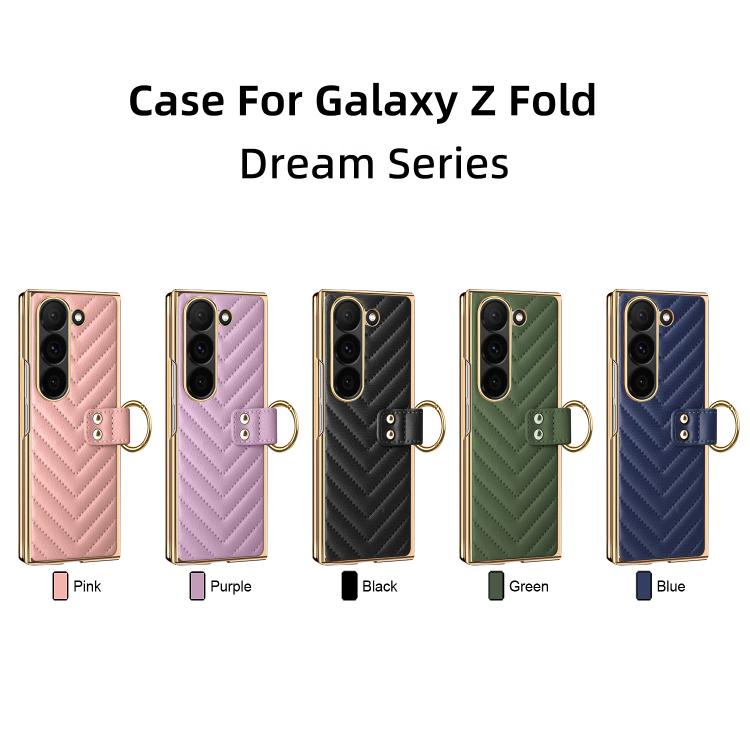 Custodia per telefono in pelle con anello in metallo della serie Dream VIETAO, For Galaxy Z Fold7 5G, For Samsung Galaxy Z Fold6, For Samsung Galaxy Z Fold5, For Samsung Galaxy Z Fold4