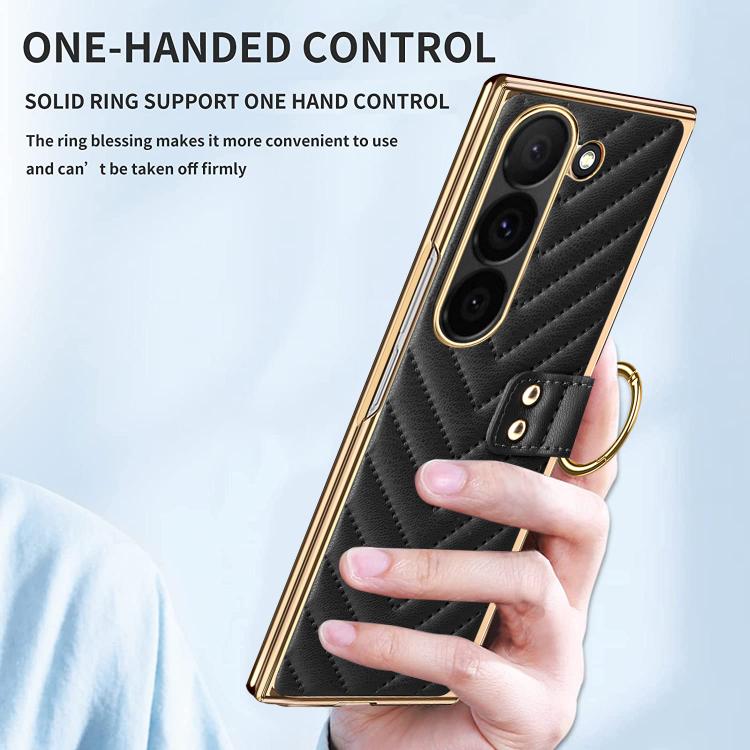 Custodia per telefono in pelle con anello in metallo della serie Dream VIETAO, For Galaxy Z Fold7 5G, For Samsung Galaxy Z Fold6, For Samsung Galaxy Z Fold5, For Samsung Galaxy Z Fold4