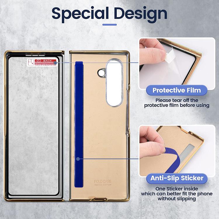 Custodia per telefono in pelle con anello in metallo della serie Dream VIETAO, For Samsung Galaxy Z Fold3 5G