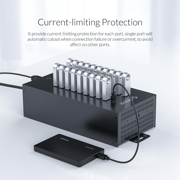 Hub USB 2.0 ORICO IH20P di livello industriale a 20 porte, AU Plug, EU Plug, UK Plug, US Plug