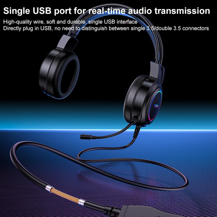 Yesido EK05 USB Wired RGB Light Gaming Headset con microfono, lunghezza cavo: 1,2 m, EK05