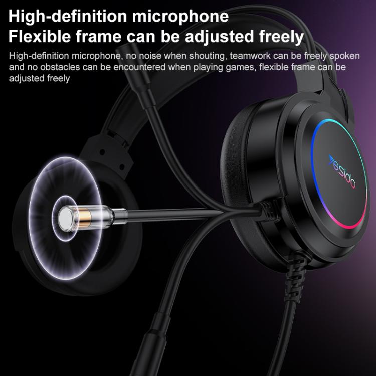 Yesido EK05 USB Wired RGB Light Gaming Headset con microfono, lunghezza cavo: 1,2 m, EK05