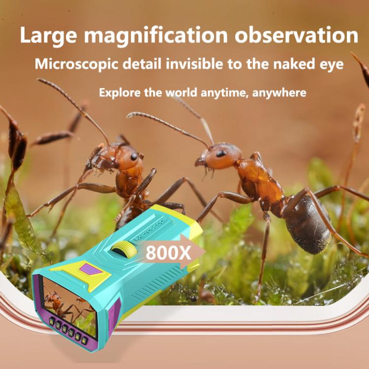Microscopio per bambini con schermo HD da 3 pollici X1, ingrandimento 800X, X1