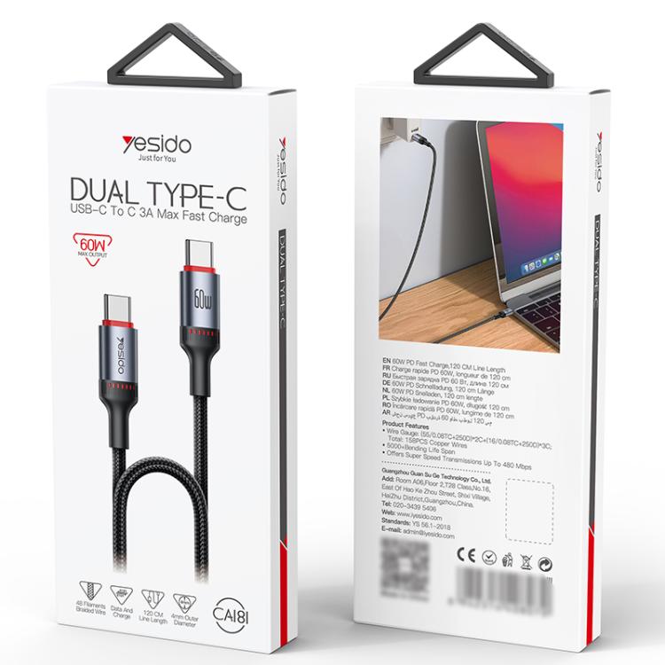 Cavo ricarica USB-C PD 60W 3A 1,2 m compatibile iPhone