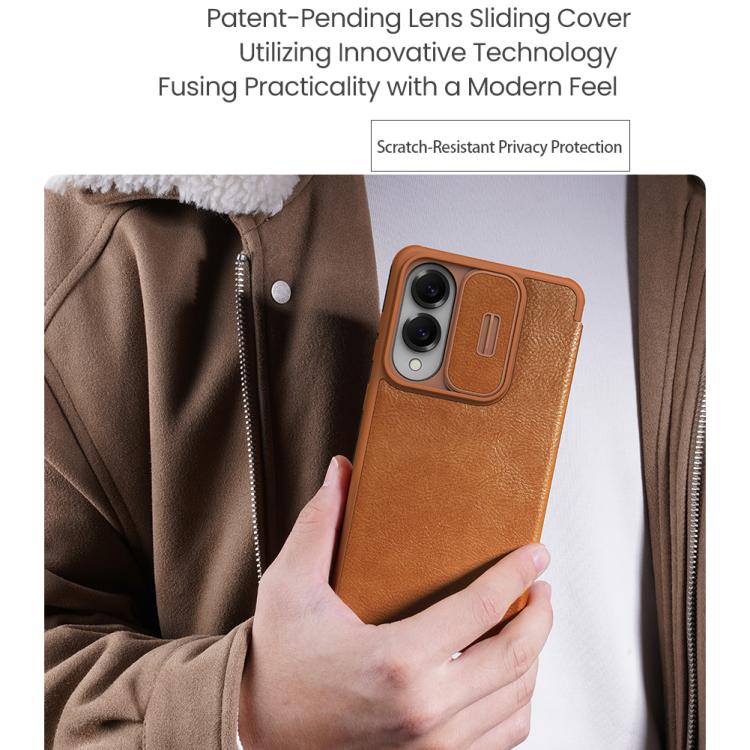 Custodia per telefono in pelle con design scorrevole per fotocamera NILLKIN QIN Series Pro, For Samsung Galaxy S25 Edge 5G, For Samsung Galaxy S25 5G, For Samsung Galaxy S25+ 5G, For Samsung Galaxy S25 Ultra 5G
