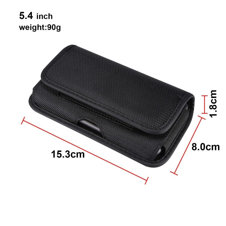 Custodia in pelle per marsupio in resistente tessuto Oxford con piastra orizzontale da appendere alla vita con slot per schede, adatta per smartphone da 5,4 pollici, for 5.4 inch Smartphones