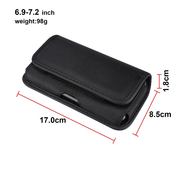 Durevole Panno Oxford Piatto Orizzontale Appeso Vita Marsupio Custodia in Pelle con Slot per Schede, Adatto per Smartphone da 6,9-7,2 Pollici, for 6.9-7.2 inch Smartphones