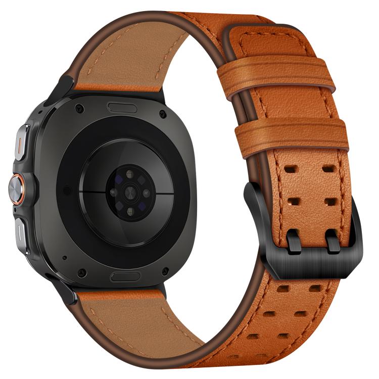 Cinturino per orologio in vera pelle con doppia fibbia, For Samsung Galaxy Watch Ultra / Ultra 2025, For Samsung Galaxy Watch8 / Watch8 Classic