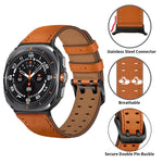 Cinturino per orologio in vera pelle con doppia fibbia, For Samsung Galaxy Watch Ultra / Ultra 2025, For Samsung Galaxy Watch8 / Watch8 Classic