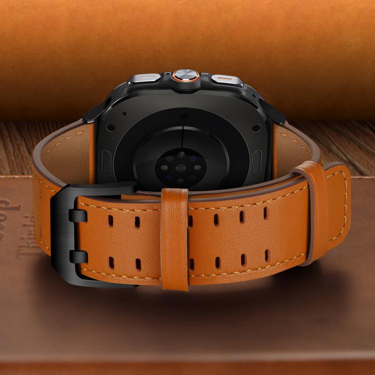 Cinturino per orologio in vera pelle con doppia fibbia, For Samsung Galaxy Watch Ultra / Ultra 2025, For Samsung Galaxy Watch8 / Watch8 Classic