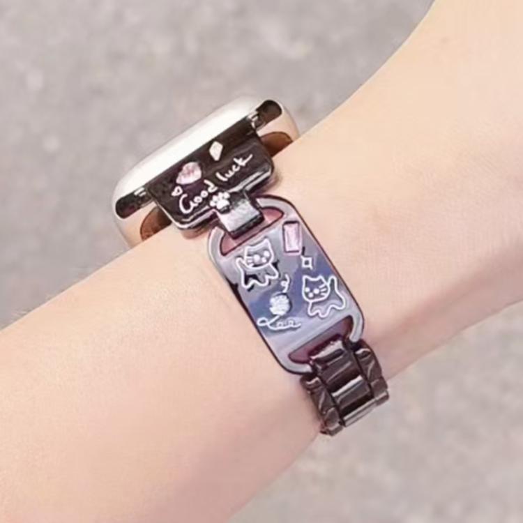 Cinturino per orologio in acciaio inossidabile con motivo a gatto con diamanti colorati, For Apple Watch 46mm / 49mm / 45mm / 44mm, For Apple Watch 42mm / 41mm / 40mm / 38mm