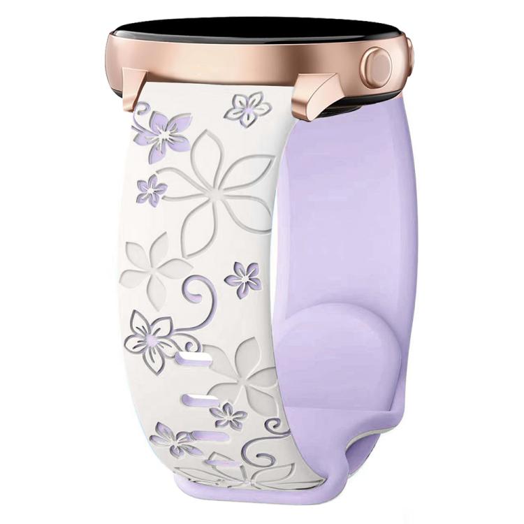 Cinturino per orologio in silicone con stampa Bauhinia bicolore, 20mm
