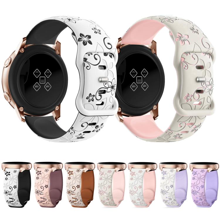 Cinturino per orologio in silicone con stampa Bauhinia bicolore, 20mm