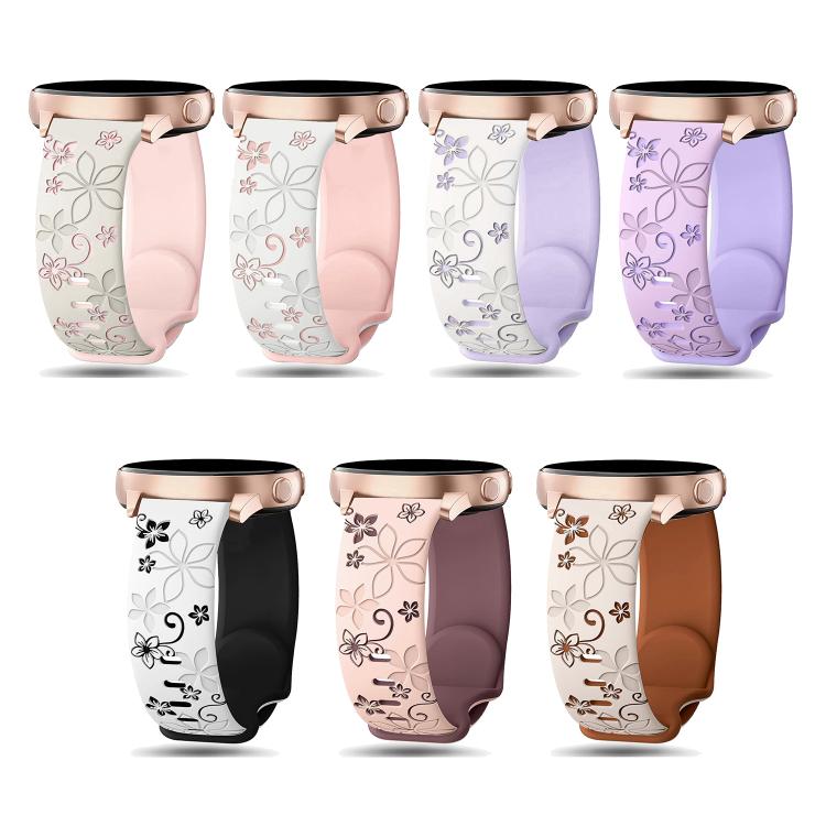 Cinturino per orologio in silicone con stampa Bauhinia bicolore, 20mm