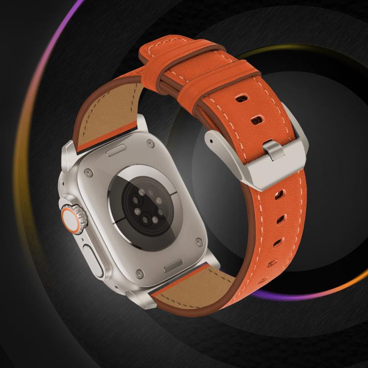 Cinturino per orologio in vera pelle con fibbia in titanio Nappa, For Apple Watch 46mm / 49mm / 45mm / 44mm, For Apple Watch 42mm / 41mm / 40mm / 38mm