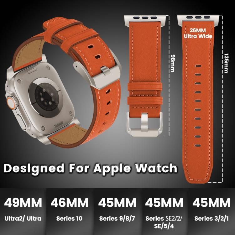 Cinturino per orologio in vera pelle con fibbia in titanio Nappa, For Apple Watch 46mm / 49mm / 45mm / 44mm, For Apple Watch 42mm / 41mm / 40mm / 38mm