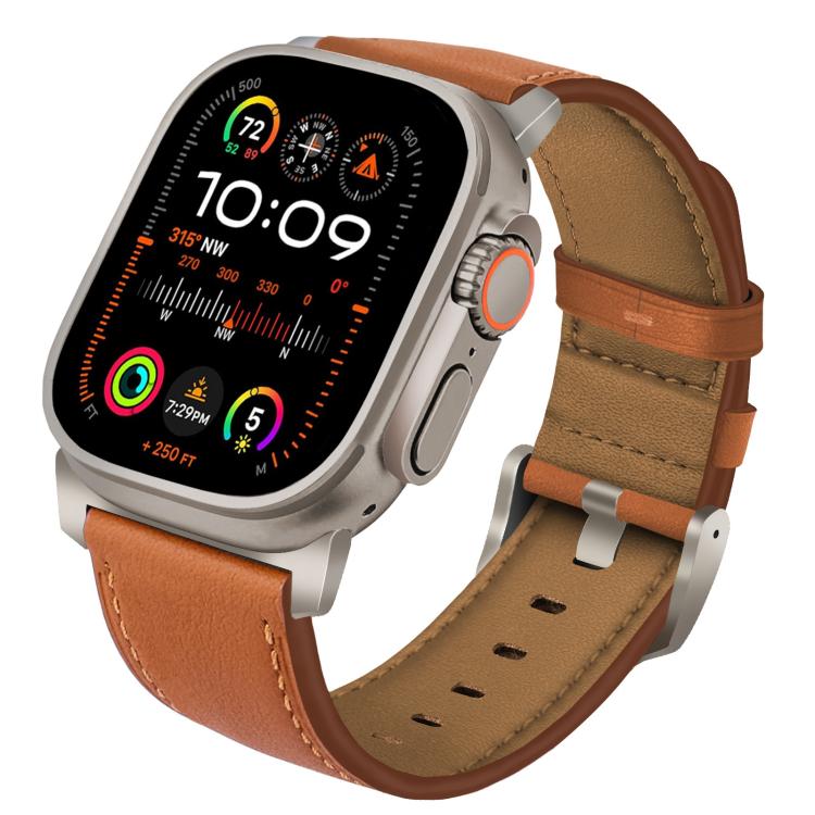 Cinturino per orologio in vera pelle con fibbia in titanio Nappa, For Apple Watch 46mm / 49mm / 45mm / 44mm, For Apple Watch 42mm / 41mm / 40mm / 38mm