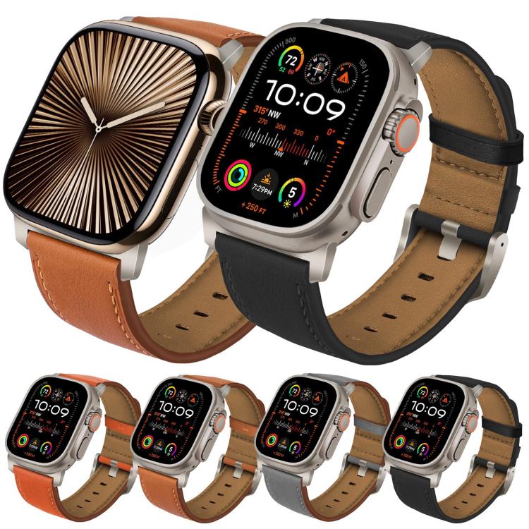 Cinturino per orologio in vera pelle con fibbia in titanio Nappa, For Apple Watch 46mm / 49mm / 45mm / 44mm, For Apple Watch 42mm / 41mm / 40mm / 38mm