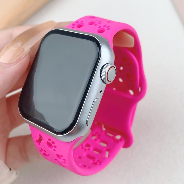 Cinturino per orologio in silicone con fibbia a farfalla a forma di zampa di cane, For Apple Watch 46mm / 49mm / 45mm / 44mm, For Apple Watch 42mm / 41mm / 40mm / 38mm