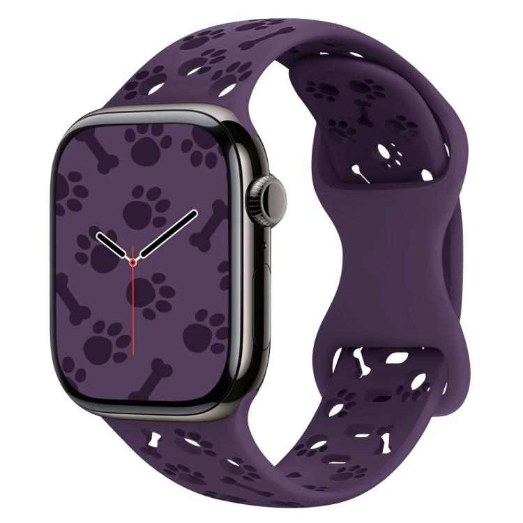 Cinturino per orologio in silicone con fibbia a farfalla a forma di zampa di cane, For Apple Watch 46mm / 49mm / 45mm / 44mm, For Apple Watch 42mm / 41mm / 40mm / 38mm
