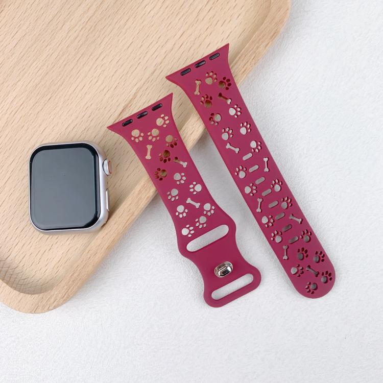 Cinturino per orologio in silicone con fibbia a farfalla a forma di zampa di cane, For Apple Watch 46mm / 49mm / 45mm / 44mm, For Apple Watch 42mm / 41mm / 40mm / 38mm