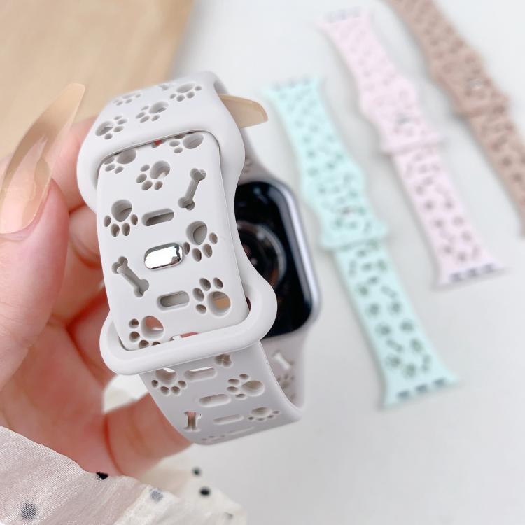 Cinturino per orologio in silicone con fibbia a farfalla a forma di zampa di cane, For Apple Watch 46mm / 49mm / 45mm / 44mm, For Apple Watch 42mm / 41mm / 40mm / 38mm