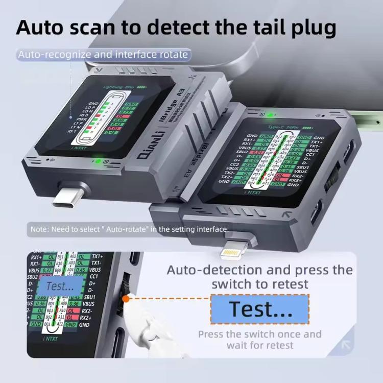 Tester di analisi completa per spina di coda Qianli iBridge A3 per dispositivi con interfaccia Lightning e Type-C, Qianli iBridge A3