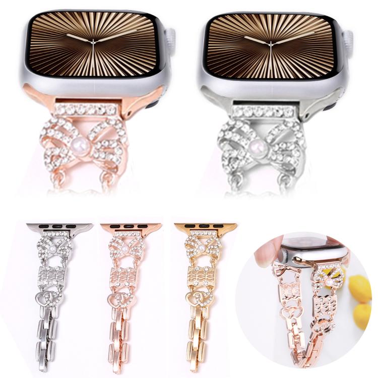 Fibbia per gioielli con fiocco in acciaio inossidabile, For Apple Watch 46mm / 49mm / 45mm / 44mm, For Apple Watch 42mm / 41mm / 40mm / 38mm