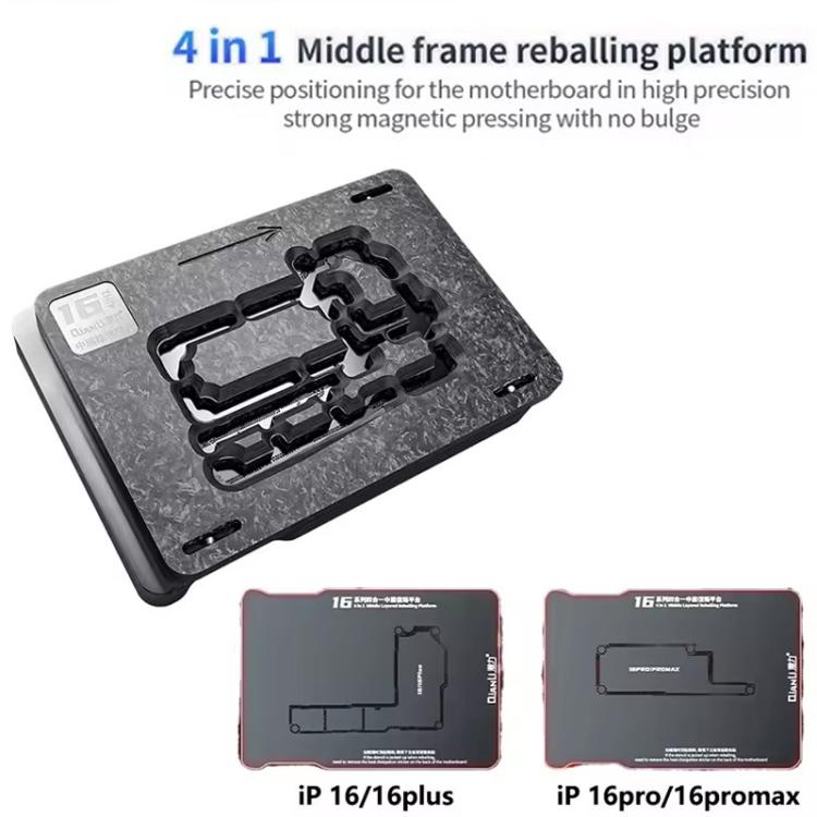 Piattaforma di reballing BGA magnetica a strato intermedio 4 in 1 Qianli per la serie iPhone 16, Qianli for iPhone 16 Series