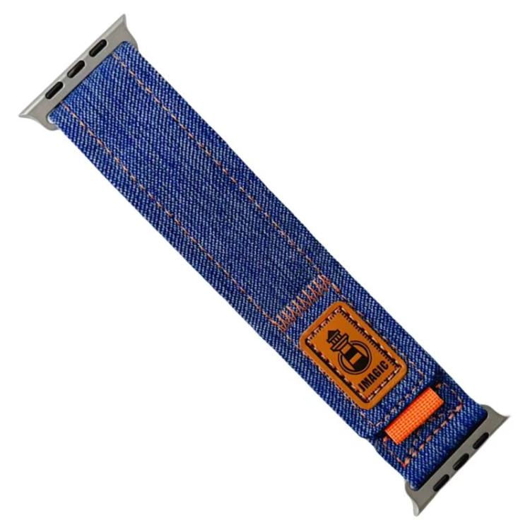 Cinturino per orologio in tela con chiusura a strappo in nylon denim, For Apple Watch 46mm / 49mm / 45mm / 44mm, For Apple Watch 42mm / 41mm / 40mm / 38mm