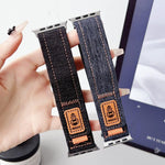 Cinturino per orologio in tela con chiusura a strappo in nylon denim, For Apple Watch 46mm / 49mm / 45mm / 44mm, For Apple Watch 42mm / 41mm / 40mm / 38mm