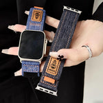 Cinturino per orologio in tela con chiusura a strappo in nylon denim, For Apple Watch 46mm / 49mm / 45mm / 44mm, For Apple Watch 42mm / 41mm / 40mm / 38mm