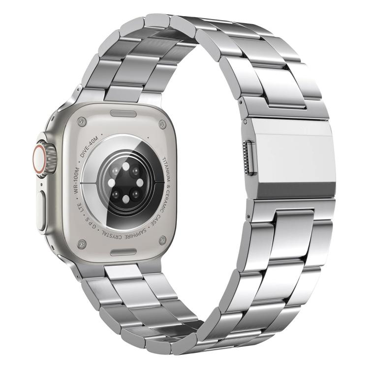 Cinturino per orologio in acciaio inossidabile a tre maglie con chiusura Norman, For Apple Watch 46mm / 49mm / 45mm / 44mm