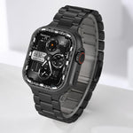 Cinturino per orologio in lega di titanio a tre maglie con chiusura Norman, For Apple Watch 46mm / 49mm / 45mm / 44mm