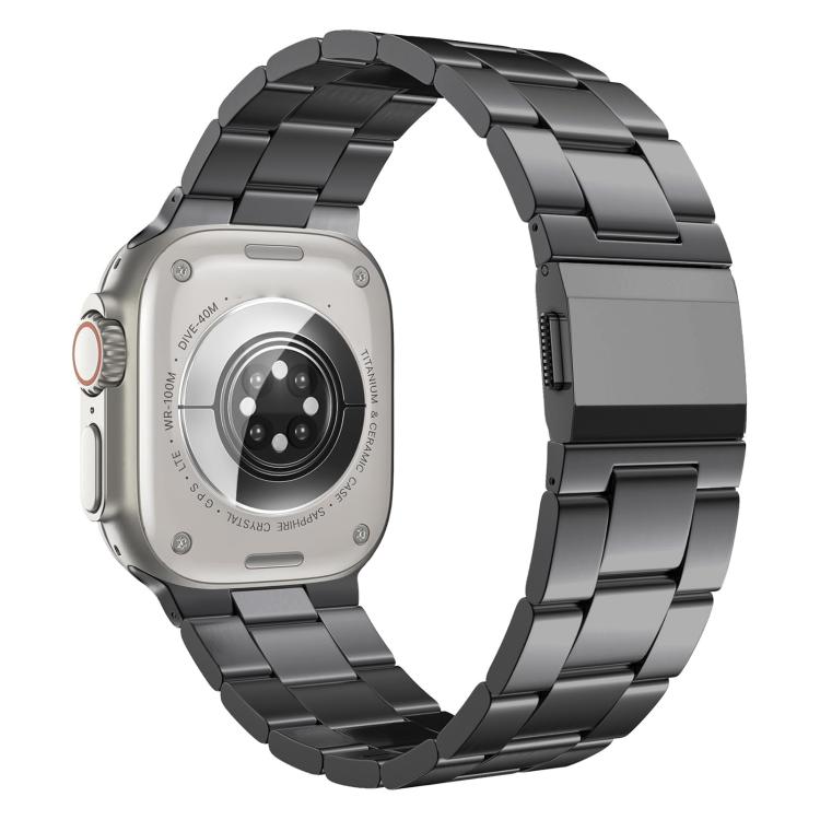 Cinturino per orologio in lega di titanio a tre maglie con chiusura Norman, For Apple Watch 46mm / 49mm / 45mm / 44mm