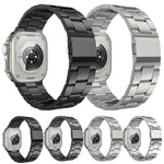 Cinturino per orologio in lega di titanio a tre maglie con chiusura Norman, For Apple Watch 46mm / 49mm / 45mm / 44mm