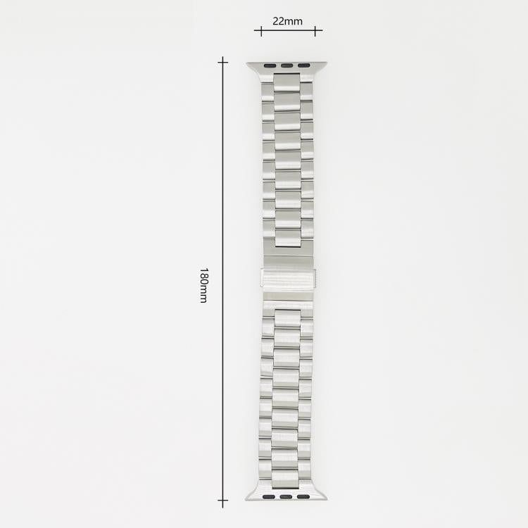 Cinturino per orologio in lega di titanio a tre maglie con chiusura Norman, For Apple Watch 46mm / 49mm / 45mm / 44mm