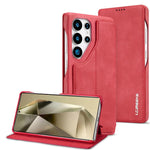 LC.IMEEKE Custodia per telefono in pelle a ribalta serie Hon Ancient, For Samsung Galaxy S26+ 5G, For Samsung Galaxy S26 Ultra 5G, For Samsung Galaxy S26 5G, For Samsung Galaxy S25 Ultra 5G